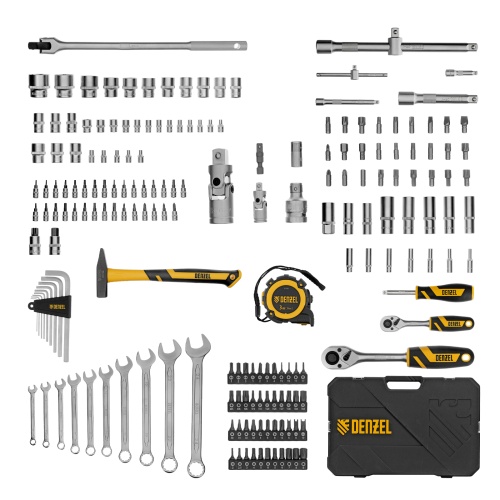 Набор инструментов, 1/2", 1/4", CrV, S2, пластиковый кейс, 194 предмета Denzel купить в Москве с доставкой по всей России | ProtosMarket.ru