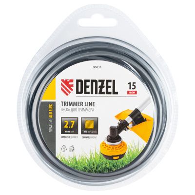 Леска для триммера армированная алюминием квадратная, 2,7мм х 15м, блистер ALUFLEX Denzel купить в Москве с доставкой по всей России | ProtosMarket.ru