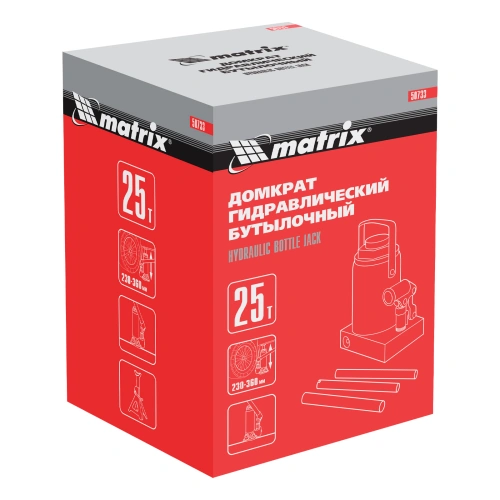 Домкрат гидравлический бутылочный, 25 т, высота подъема 230-360 мм Matrix по ценам производителя в Москве с доставкой по всей России