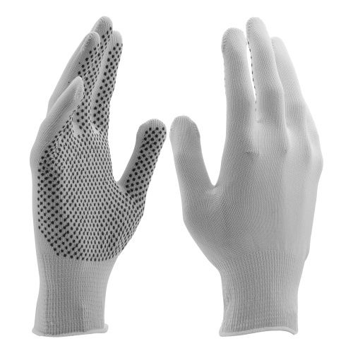 Перчатки Нейлон, ПВХ точка, 13 класс, белые, L купить в Москве с доставкой по всей России | ProtosMarket.ru
