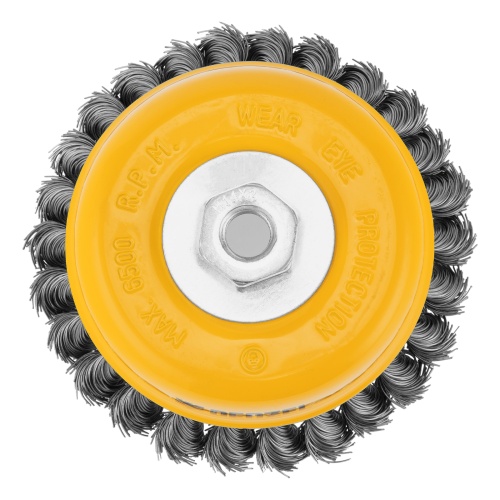 Щетка для УШМ, 125 мм, "Чашка", крученая нержавеющая проволока 0.5 мм, М14 Denzel купить в Москве с доставкой по всей России | ProtosMarket.ru