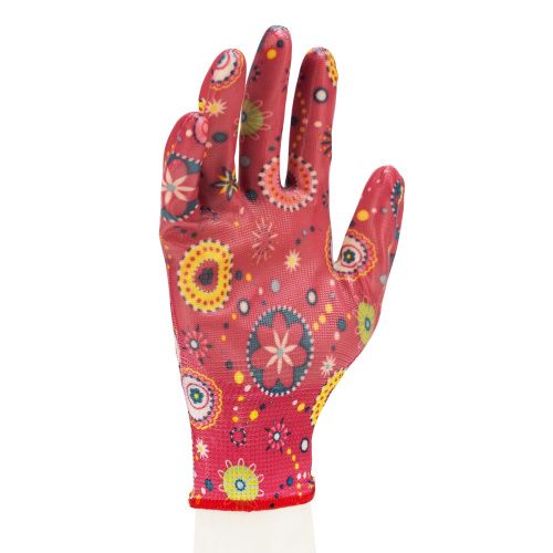 Перчатки садовые из полиэстера с нитрильным обливом, красные, M Palisad купить в Москве с доставкой по всей России | ProtosMarket.ru