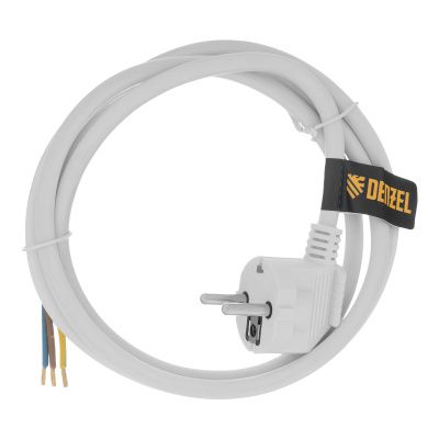 Шнур сетевой Energy Series, ПВС, 1,5 м, 3 x 1,5 мм, с неразборной вилкой, белый, Denzel купить в Москве с доставкой по всей России | ProtosMarket.ru