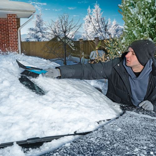 Щетка-сметка для снега со скребком 530 мм, бирюзовая Sparta купить в Москве с доставкой по всей России | ProtosMarket.ru