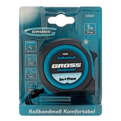 Рулетка Komfortabel 5 м х 19 мм,обрезиненный корпус Gross купить в Москве с доставкой по всей России | ProtosMarket.ru
