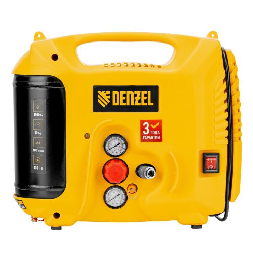 Компрессор воздушный DL1300, 10 бар, 1,3 кВт 180 л/мин 5 л, с набором аксессуаров Denzel купить в Москве с доставкой по всей России | ProtosMarket.ru