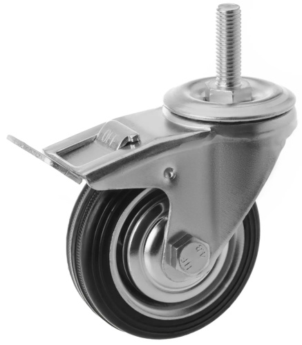 Колесо поворотное SCtB 97 85 мм резина с болтом и тормозом (F) купить в Москве с доставкой по всей России | ProtosMarket.ru