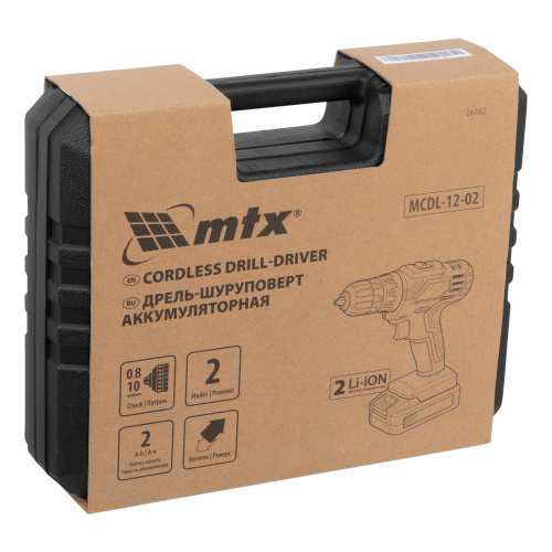 Дрель-шуруповерт аккумуляторная MCDL-12-02, Li-Ion, 12 В, 2 акк. MTX купить в Москве с доставкой по всей России | ProtosMarket.ru