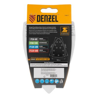 Треугольник абразивный на ворc. подложке под "липучку", перф., P 100, 150х150х100 мм, 5 шт. Denzel купить в Москве с доставкой по всей России | ProtosMarket.ru