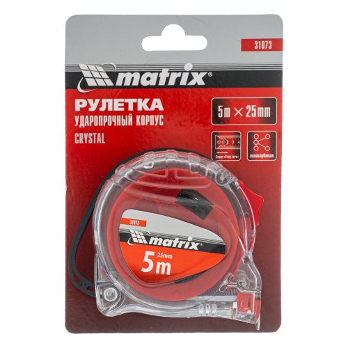 Рулетка Crystal,5 м х 25 мм,корпус из поликарбоната Matrix купить в Москве с доставкой по всей России | ProtosMarket.ru