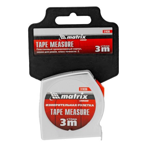 Рулетка Chrom,3 м x 13 мм,хромированный корпус Matrix купить в Москве с доставкой по всей России | ProtosMarket.ru