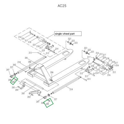Ось крепления углового рычага к подвильной тяге для гидравлических тележек AC25 купить в Москве с доставкой по всей России | ProtosMarket.ru