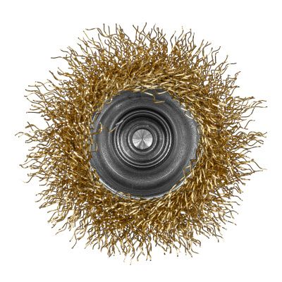 Щетка для дрели, 50 мм, "чашка" со шпилькой, латунированная витая проволока Matrix купить в Москве с доставкой по всей России | ProtosMarket.ru