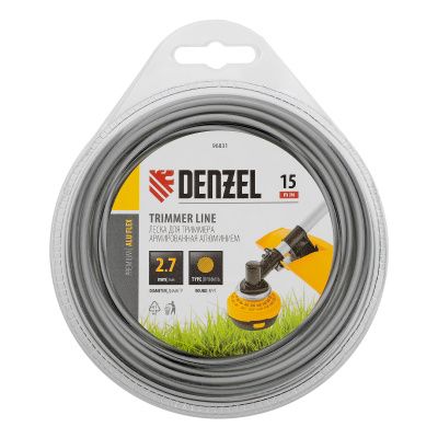 Леска для триммера армированная алюминием круглая, 2,7мм х 15м, блистер ALUFLEX Denzel купить в Москве с доставкой по всей России | ProtosMarket.ru