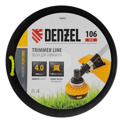Леска для триммера витой квадрат, 4,0мм х 106м, на DIN катушке FLEX CORD Denzel купить в Москве с доставкой по всей России | ProtosMarket.ru