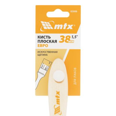 Кисть плоская для лаков "Евро" 1.5", искусственная щетина, деревянная ручка MTX купить в Москве с доставкой по всей России | ProtosMarket.ru
