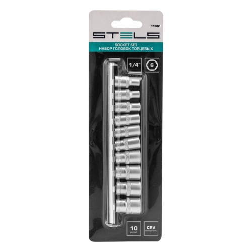 Набор торцевых головок, 1/4, шестигранные, CrV, 10 шт, 4-13 мм Stels купить в Москве с доставкой по всей России | ProtosMarket.ru