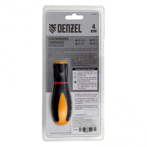 Отвертка комбинированная, SL3/16"-PH1, SL1/4"-PH2, 3-х компонентная рукоятка Denzel купить в Москве с доставкой по всей России | ProtosMarket.ru