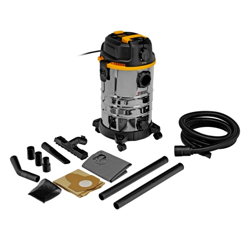 Пылесос строительный RVC30, 1400 Вт, бак 30 л, шланг 3 м, розетка с автосинхр. Denzel купить в Москве с доставкой по всей России | ProtosMarket.ru