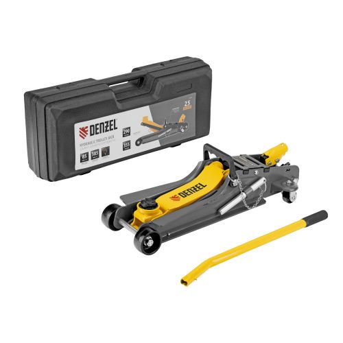 Домкрат гидравлический подкатной с фиксатором, 2,5 т,  85-385 мм, в пласт. кейсе Denzel купить в Москве с доставкой по всей России | ProtosMarket.ru