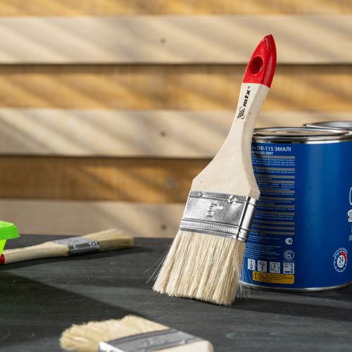 Кисть плоская "Стандарт" 3" (75 мм) натуральная щетина, деревянная ручка MTX купить в Москве с доставкой по всей России | ProtosMarket.ru