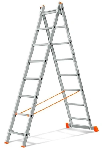 Лестница 2-х секционная алюминиевая 2*8 по ценам производителя в Москве с доставкой по всей России