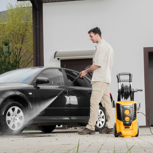 Моечная машина высокого давления R-180D, 2200 Вт, 180 бар, 380 л/ч, с барабаном// Denzel купить в Москве с доставкой по всей России | ProtosMarket.ru