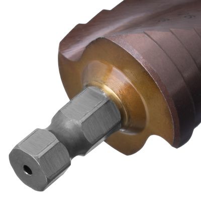 Сверло ступенчатое, 4-6-8-10-12-14-16-18-20-22-24-26-28-30-32 мм, Р6М5К5, 6-гр. хвостовик Denzel купить в Москве с доставкой по всей России | ProtosMarket.ru