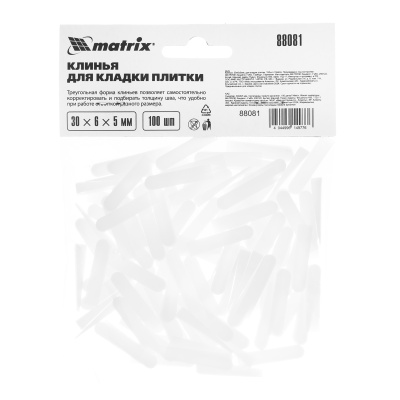 Клинья, 30 х 6 х 5мм, для кладки плитки, 100 шт Matrix купить в Москве с доставкой по всей России | ProtosMarket.ru