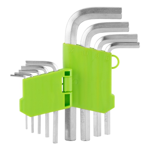 Набор ключей имбусовых HEX, 2-12 мм, 45x, закаленные, 9 шт, короткие, никель Сибртех купить в Москве с доставкой по всей России | ProtosMarket.ru