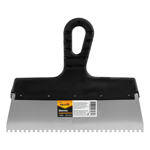 Шпатель из нержавеющей стали, 250 мм, зуб 4 х 4 мм, пластмассовая ручка Sparta купить в Москве с доставкой по всей России | ProtosMarket.ru