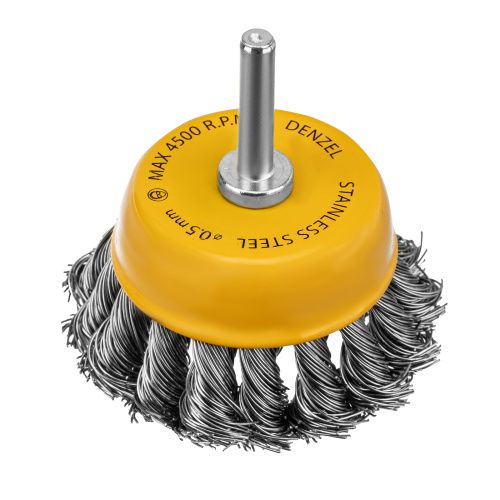 Щетка для дрели, 65 мм, Чашка, со шпилькой, нержавеющая крученая проволока Denzel купить в Москве с доставкой по всей России | ProtosMarket.ru