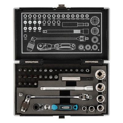Набор бит и головок торцевых, 1/4, карданный ключ, трещотка, адаптер, S2, 37 шт. Gross купить в Москве с доставкой по всей России | ProtosMarket.ru