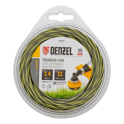 Леска для триммера двухкомпонентная витая квадратная, 2,4мм х 15м, блистер SkyCutter Denzel купить в Москве с доставкой по всей России | ProtosMarket.ru