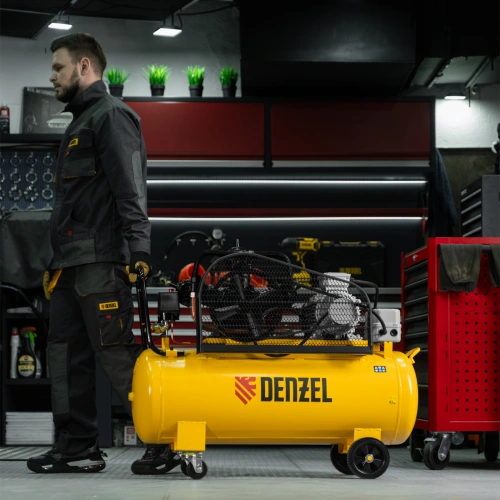 Компрессор воздушный BCW3000-T/100, ременный привод, 3.0 кВт, 100 литров, 520 л/мин Denzel по ценам производителя в Москве с доставкой по всей России