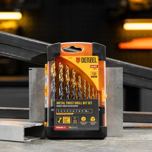 Набор сверл по металлу, 1-10 мм, Р6М5К8-TiN, Golden Tip, 10 шт Denzel купить в Москве с доставкой по всей России | ProtosMarket.ru